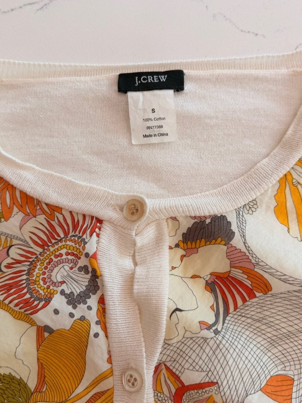 J.Crew Floral Cardigan Sweater Small Cottagecore Boho Lightweight Button Front - Picture 2 of 4
